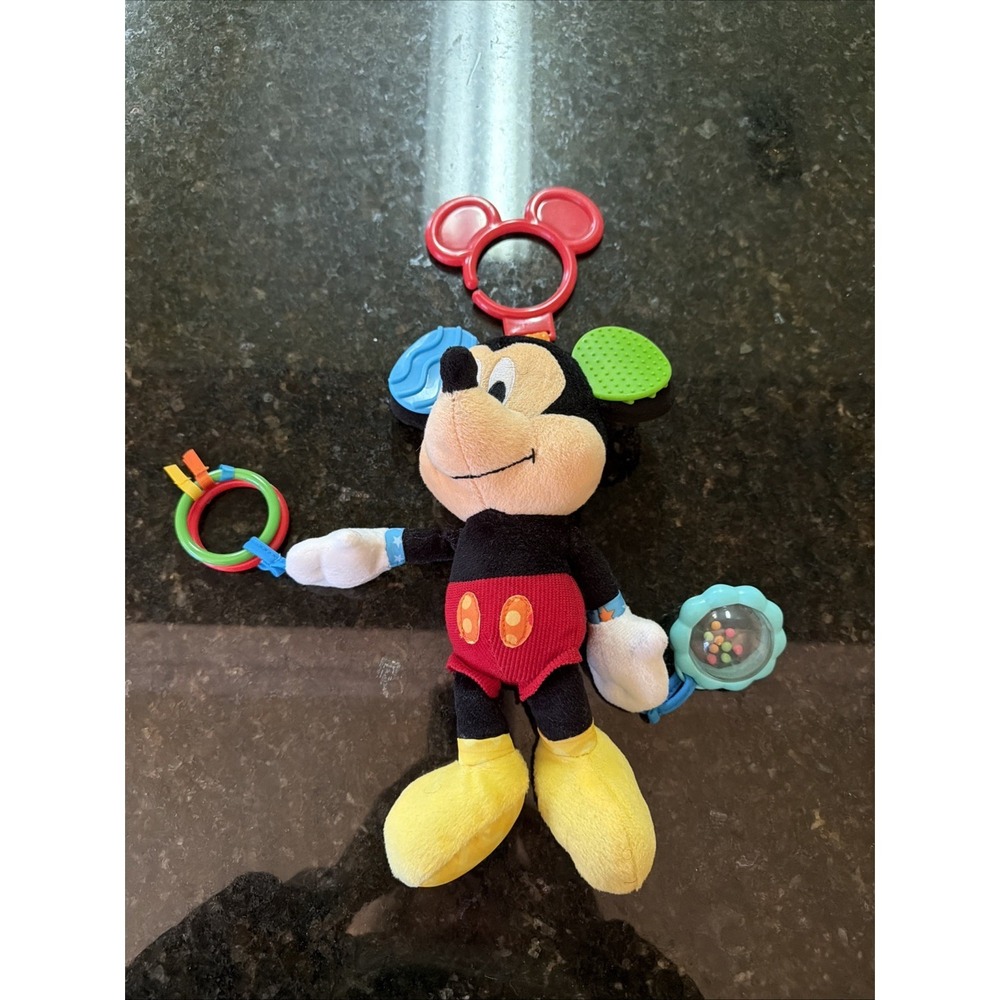 Disney Baby Mickey Mouse On The Go Pull Down Activity Toy Stroller Carseat Plush